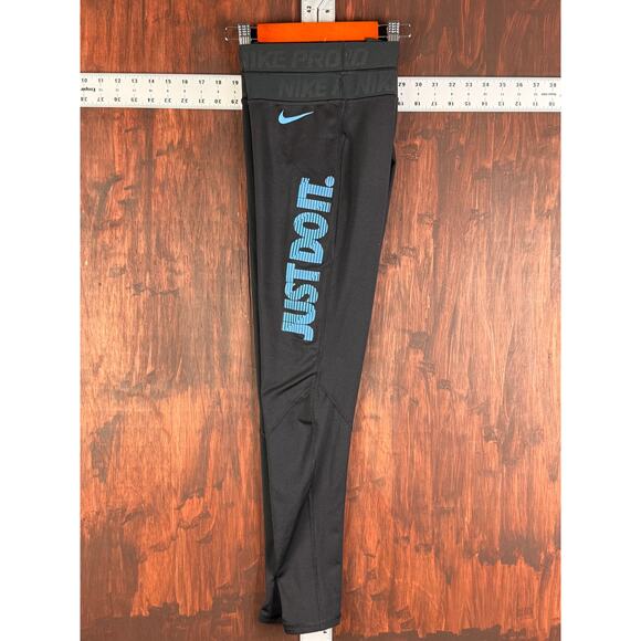Nike Pro Combat Activewear Compression High Waist Tights JDI Black Blue Small - Picture 2 of 11